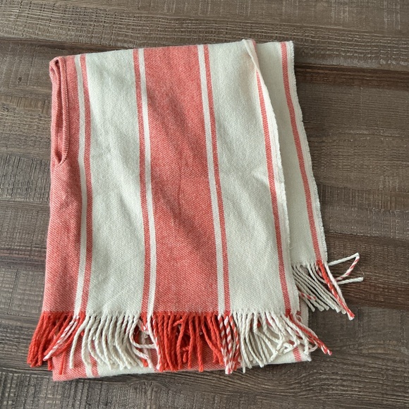 Madewell Orange and Cream Striped Fringed Poncho Cape - Picture 2 of 4